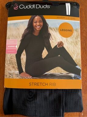 Cuddl Duds Black Stretch Rib Leggings